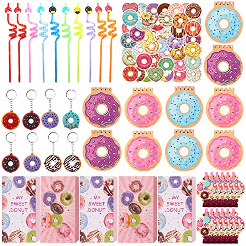 Donut Party Favors for Kids Goodie Bags, Sweet Donut Party Dekorationen, Donut Notebooks Sticker with Keychains Strows and Blowers, Donut Thema Birthday Party Supply, School Rewards Prize for Girls von JOYMEMO