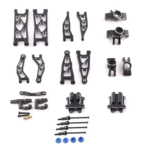 JOYSOG Aluminium-Schwenkarm-Lenkbecher für ARRMA 1/18 Granit Grom RC Vorder-/Hinterradgetriebeabdeckung, Antriebswelle, Achsenbecher, Upgrade-Zubehör-Set (schwarz) von JOYSOG