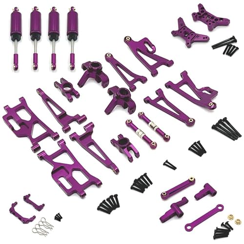 JOYSOG Hyper Go 1/14 RC Autoteile, Metall vorne hinten Lenkbecher Schwinge Arm Spurstange Karosserie Pfosten Zubehör Kit (lila) von JOYSOG