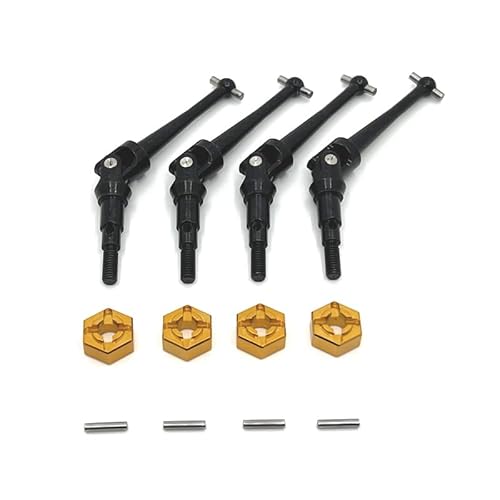 JOYSOG Metall Antriebswelle für MJX Hyper Go 1/14 14209 14210 (Hyper Go 1/16 16207 16208 16209 16210 H16 RC Crawler Car Transmission Shaft Parts Upgrade Parts (Gold) von JOYSOG