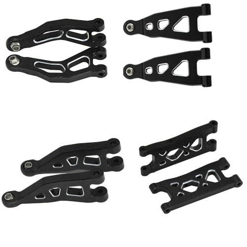 JOYSOG RC Parts for ARRMA 1/14 Mojave GROM Aluminum Front Rear Lower Upper Swing Arm Steering Cup Differential Cover Steering Rod Kit Differential Upgrades Kit (Black & RC Swing Arm) von JOYSOG