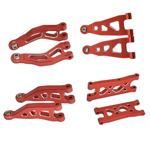 JOYSOG RC Parts for ARRMA 1/14 Mojave GROM Aluminum Front Rear Lower Upper Swing Arm Steering Cup Differential Cover Steering Rod Kit Differential Upgrades Kit (Red & RC Swing Arm) von JOYSOG