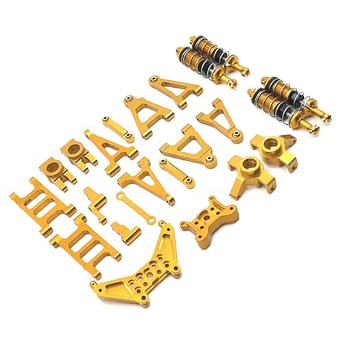 JOYSOG RC Parts for Mjx Hyper Go 1/14 14301 14302 14303 Stoßdämpfer vorne und hinten Schwingenarm Lenkbecher Spurstange Kit Upgrade Teile (Gold) von JOYSOG