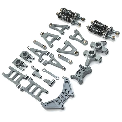 JOYSOG RC Parts für Mjx Hyper Go 1/14 14301 14302 14303 Stoßdämpfer vorne und hinten, Schwungarm, Lenkbecher, Spurstangen-Set, Upgrade-Teile (grau) von JOYSOG