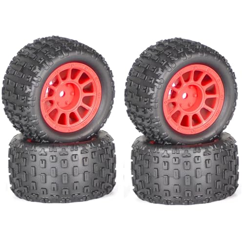 JOYSOG RC Reifen für ARRMA 1/18 Typhon GROM/1/18 Granit 12 mm Hex RC Räder Reifen Teile (rot) von JOYSOG