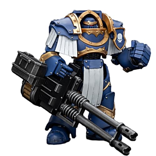 JOYTOY 1/18 Actionfigur Warhammer 40k Ultramarines Cataphractii Terminator Squad Terminator mit Sensenmann Autocannon Vorbestellung 13,6 cm Sammlerstück, Spielzeug für Kinder ab 15 Jahren und von JOYTOY