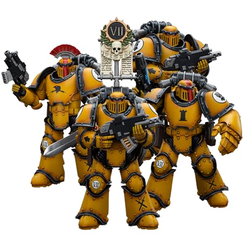 JOYTOY JT9046+JT9053+JT9060+JT9077 Warhammer 40K The Imperial Fists, Imperial Fists Legion MkIII Tactical Team Vier Personen Gruppe 1/18 Action Figuren Set von JOYTOY