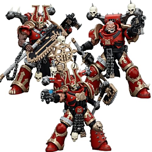 JOYTOY Warhammer 40k 1/18 Actionfigur, Weltfresser Khorne Berzerker, Set mit 3 Figuren, 12,6 cm, Sammlerstück, Spielzeug für Kinder ab 15 Jahren und Erwachsene, Vorbestellung von JOYTOY