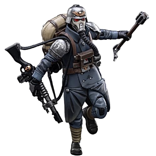 JOYTOY Warhammer 40k 1/18 Actionfigur Astra Militarum Death Korps of Krieg Veteran Squad Guardsman 10,2 cm Sammlerstück, Spielzeug für Kinder ab 15 Jahren und Erwachsene von JOYTOY