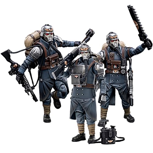 JOYTOY Warhammer 40k 1/18 Actionfigur Astra Militarum Death Korps of Krieg Veteran Squad Sergeant, Guardsman, Demolitions Specialist Vorbestellung 10,2 cm Sammlerstück, Spielzeug für Kinder ab 15 von JOYTOY