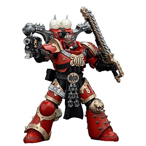 JOYTOY Warhammer 40k 1/18 Actionfigur World Eaters Khorne Berzerker 7 Sammlerstücke, Spielzeug für Kinder ab 15 Jahren und Erwachsene, 12,6 cm von JOYTOY