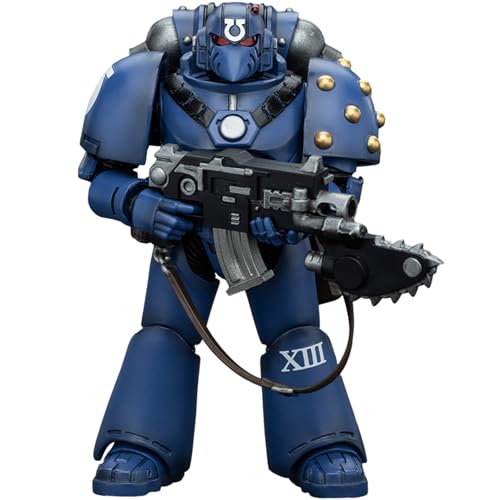 JOYTOY Warhammer 40k Horus Heresy Serie, JT00089 Ultramarines MKVI Tactical Squad Legionary with Bolter& Chainblade 1/18 Action Figur von JOYTOY