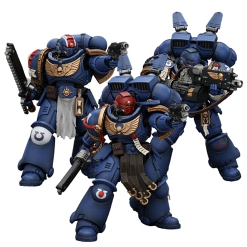 JOYTOY Warhammer 40k Space Mrine Ultramarines Titus Squad - 3er-Pack Actionfigur im Maßstab 1:18, 12,7 cm, mit exquisitem Design, Geschenke für Fans und Sammler von JOYTOY