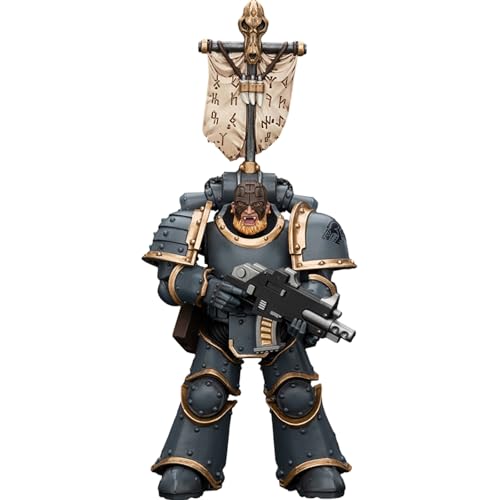 JOYTOY Warhammer 40k Space Wolves, JT7509 Space Wolves Grey Slayer Pack Grey Slayer with Legion Vexilla 1/18 Action Figur von JOYTOY