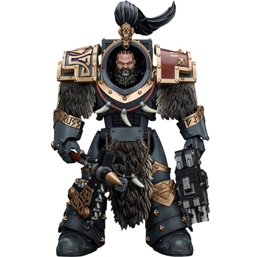 JOYTOY Warhammer 40k Space Wolves, Space Wolves Varagyr Wolf Guard Squad Varagyr Thegn 1/18 Action Figur Collection Model, Verleihen Sie Ihrer außergewöhnlichen Sammlungreise Farbe von JOYTOY