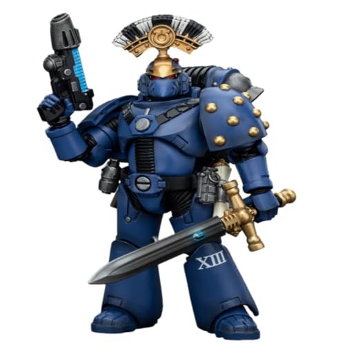 JoyToy Warhammer Horus Heresy Ultramarines MKVI Tactical Squad Sergeant mit Plasma-Pistole und Powerschwert, 11,9 cm, Maßstab 1/18, Sammlerstück, Actionfigur mit exquisitem Design, Geschenke für Fans von JOYTOY