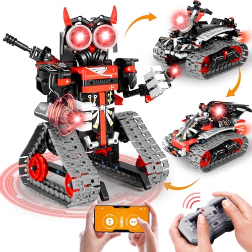 JOYTREKY Technik ab 5-12+ Jahre Jungen, 3 in 1 Roboter Kinder Spielzeug ab 5-12+ Jahre Junge Mädchen App-Fernsteuerung Lernspielzeug Technik Auto Roboter von JOYTREKY