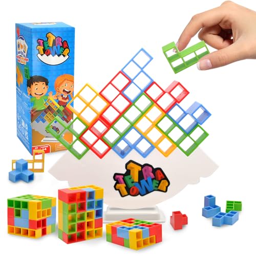 JOYUE Tetra Tower Balance Spiel, 32 PCS Tetris Balance Spielzeug Tower Game, Tetris Spiel Stapelspiel Kinder Bausteine Balancespiel, Montessori Spielzeug Tetris Geschenk für Jungen und Mädchen von JOYUE