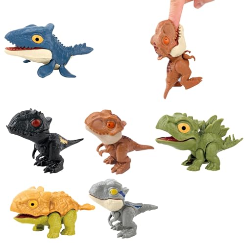 JOZMMZEOOA Dino Biss Finger,6 Stücke Dinosaurier Figuren Realistische Mini Dinosaurier Figuren Interaktives Jurassic World Fingerpuppen Kinder Schnapp-Dinosaurier-Spielzeug,für Kinder Jungen Mädchen von JOZMMZEOOA