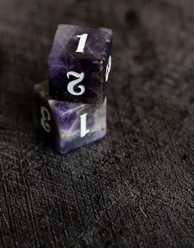 Halbedelstein-Würfel, Set mit zwei 15 mm Amethyst, D6, Sammelwürfel für Erwachsene ab 14 Jahren von JP GAMES LTD