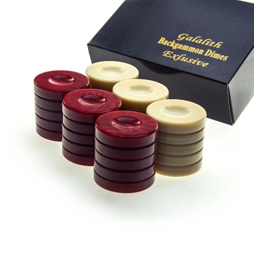 Luxus Manopoulos Galalith Backgammon Checkers – Set mit 30 rot & weiß – Premium-Set handgefertigt in Griechenland von Experten, 36 mm – Erwachsene, ab 14 Jahren von JP GAMES LTD