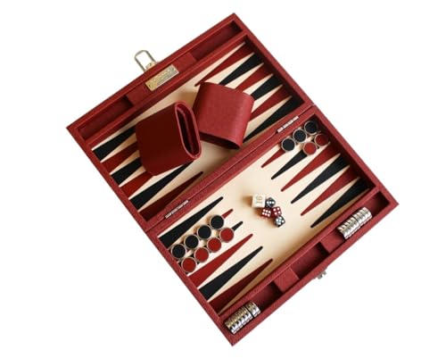 Roter Kunstleder-Backgammon-Koffer für 2 Spieler, hergestellt in Italien von Italfama, geschlossen, 28 x 17 cm, ab 14 Jahren Roter Kunstleder-Backgammon-Koffer für 2 Spieler, hergestellt in Italien von Italfama, geschlossen, 28 x 17 cm, ab 14 Jahren von JP GAMES LTD
