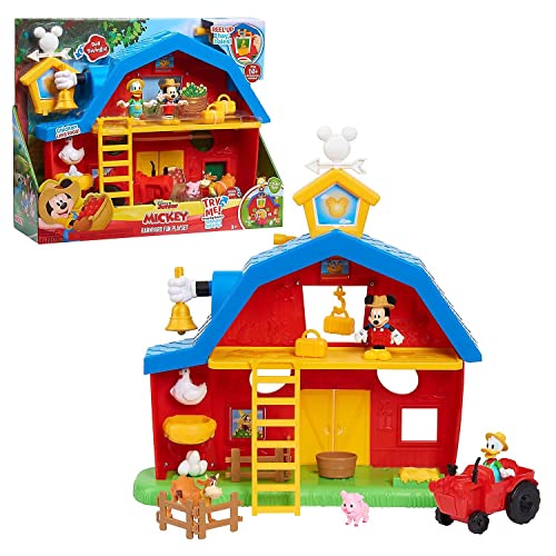 Disney Junior Mickey Mouse Spielset Bauernhof mit Soundeffekten wie Tiergeräusche und Musik und Zubehör, ab 3 Jahren, Just Play von JP Mickey and Minnie