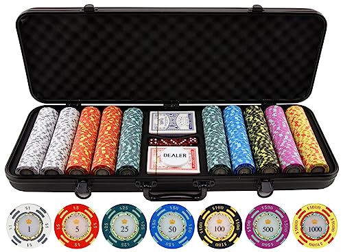 JPC 500 Piece Crown Casino Clay Poker Chips Set by von Versa Games