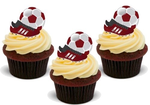 Essbare Kuchendekoration, Motiv Fußball und Stiefel, Rot, 12 Stück Essbare Kuchendekoration, Motiv Fußball und Stiefel, Rot, 12 Stück von JPS