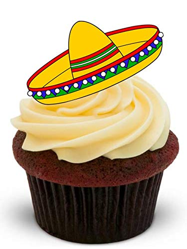 MEXIKANISCHER SOMBRERO - 12 essbare hochwertige stehende Kuchen Toppers - MEXICAN SOMBRERO von JPS