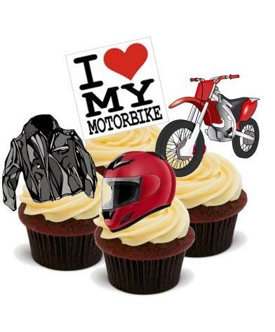 MOTORRAD MISCHUNG - - 12 essbare hochwertige stehende Kuchen Toppers - MOTORBIKE MIX von JPS