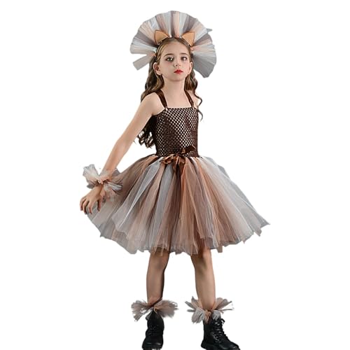 Löwenkleid für Mädchen, Ballkleid für Kinder - Show-Kleid für Kinder, Tierkostüme, Maskerade mit verstellbarem Schultergurt für Cosplay, Geburtstag, Bühne von JPSDOWS