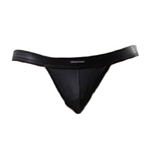 JPXJGT Man Jockstrap Patent Leather Knickers Low Waist G-Strings Thongs Bikini Trunks Underpants (Size:L,Color:Schwarz) von JPXJGT