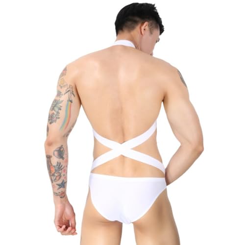 JPXJGT Men Chest Harness Belt Elastic Bodysuit Elastic Gay Cosplay Leotard Prom Show(Size:Einheitsgröße,Color:Weiß) von JPXJGT