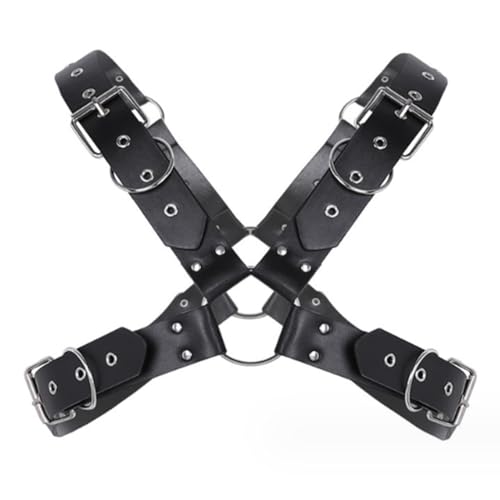 JPXJGT Men Leather Harness Punk Gay Cage Belt Adjustable Buckle Straps Clubwear Costume(Size:Einheitsgröße,Color:Schwarz) von JPXJGT