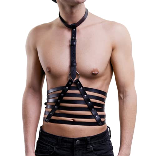 JPXJGT Men PU Leather Harness Adjustable Chest Belt (Size:Einheitsgröße,Color:Schwarz) von JPXJGT