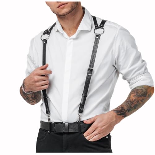 JPXJGT Men's Adjustable Buckle Straps Belt PU Leather Harness Nightclub Roleplay Clubwear(Size:Einen Größe,Color:schwarz) von JPXJGT