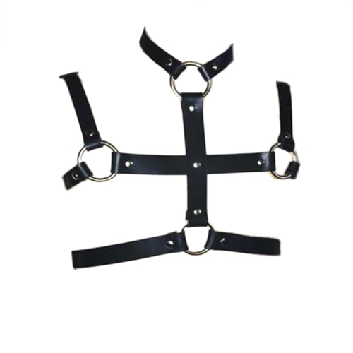 JPXJGT Men's Adjustable Leather Body Chest Harness Belt Punk Club Costume Straps Cosplay Party Rave Halloween(Size:Einheitsgröße,Color:Schwarz) von JPXJGT