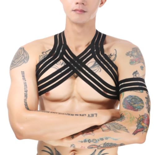 JPXJGT Men's Halter Strap Elastic Nylon Harness Clubwear Costume(Size:Einheitsgröße,Color:Schwarz) von JPXJGT