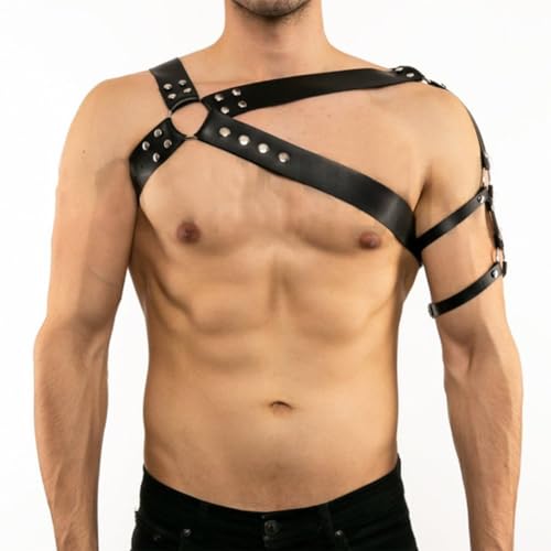 JPXJGT Men's Harness Adjustable Leather Punk Belt Clubwear Costume (Size:Eine Größe,Color:schwarz) von JPXJGT