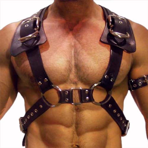 JPXJGT Men's Leather Harness Adjustable Rave Clubwear Costume (Size:Einheitsgröße,Color:Schwarz) von JPXJGT