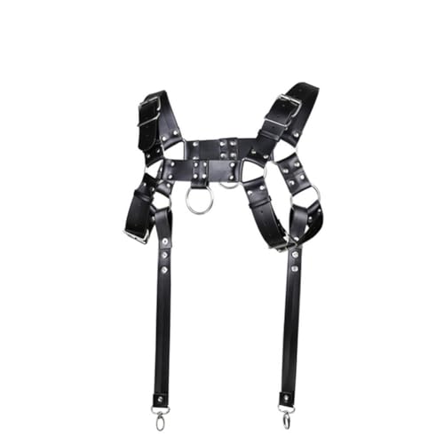 JPXJGT Men's Leather Harness Belt Adjustable Buckle Straps Halloween Punk(Size:Einheitsgröße,Color:Schwarz) von JPXJGT