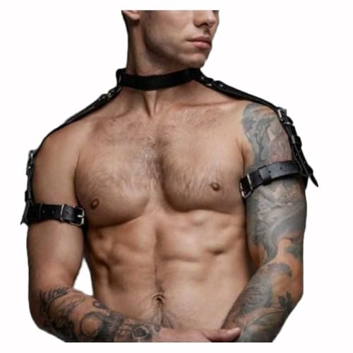 JPXJGT Men's PU Leather Harness Adjustable Buckles Belt Straps Gay Cosplay Club Wear Costume(Size:Einheitsgröße,Color:Schwarz) von JPXJGT