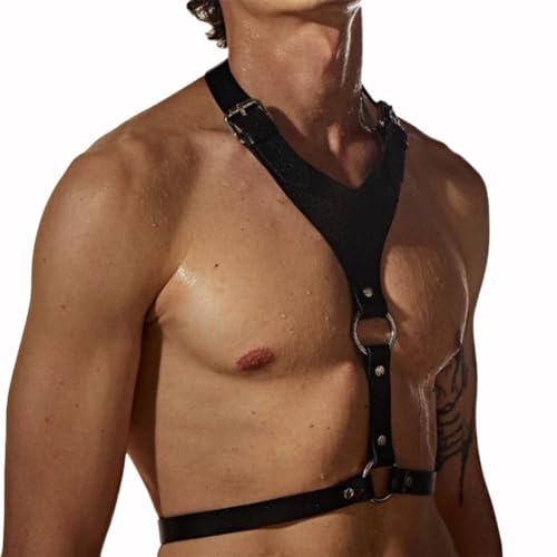 JPXJGT Men's PU Leather Harness Belt Lingerie Buckle Straps Clubwear(Size:Einen Größe,Color:schwarz) von JPXJGT