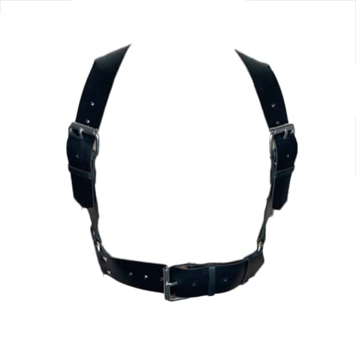 JPXJGT Mens Body Chest Harness Belt Punk Gothic PU Leather Shoulder Cage Strap Cosplay Clubwear Costume (Size:Einheitsgröße,Color:Schwarz) von JPXJGT