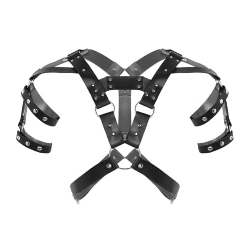 JPXJGT Mens Faux Leather Body Chest Harness Belt Cosplay(Size:Einheitsgröße,Color:Schwarz) von JPXJGT