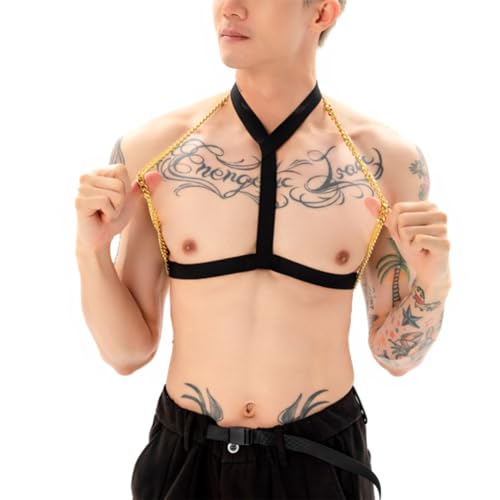 JPXJGT Mens Harness Belt Shoulder Support Brace Muscle Straps Nylon Clubwear Costume(Size:Einheitsgröße,Color:Schwarz) von JPXJGT