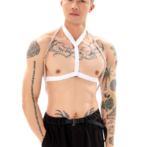 JPXJGT Mens Harness Belt Shoulder Support Brace Muscle Straps Nylon Clubwear Costume(Size:Einheitsgröße,Color:Weiß) von JPXJGT