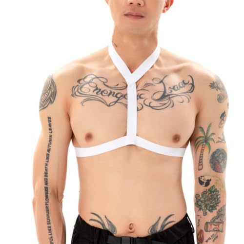 JPXJGT Mens Harness Belt Shoulder Support Brace Muscle Straps Nylon Clubwear Costume(Size:Einheitsgröße,Color:Weiß) von JPXJGT