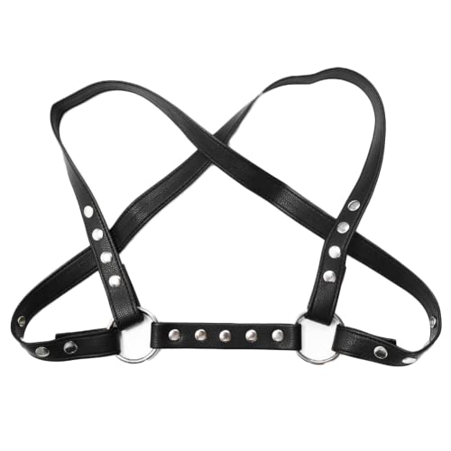 JPXJGT Mens Leather Body Chest Harness Belt Bandaged Costume Clubwear (Size:Einheitsgröße,Color:Schwarz) von JPXJGT